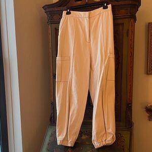 Anthropologie Cream Cargo Joggers